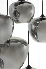 Hanglamp 10L 120x60x110 cm MAYSON mat zwart+glas smoke