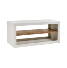 VERONA - rek 1 schap - kalkpleister / acacia hout - L 135 x W 40 x H 45 cm - gebroken wit