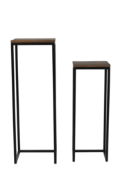 Zuil S/2 30x30x83+36x36x103 cm BRYSON hout bruin-zwart