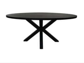 Ovale eettafel - 200x100x76 - Zwart - Mangohout/metaal
