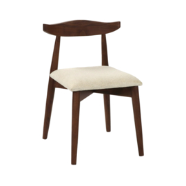 MANDELA - stoel - acacia hout / linnen - L 48 x W 53 x H 68 cm - bruin