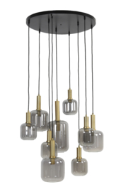 Hanglamp 9L Ø83,5x79,5 cm LEKAR antiek brons+smoke glas