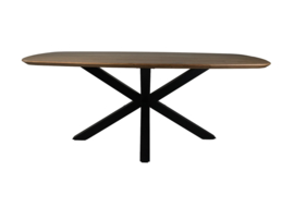Ovale tafel - Naturel/zwart - Acacia/metaal 200x100x76