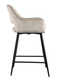 Fal LOW Velvet Khaki bar stool black metal leg