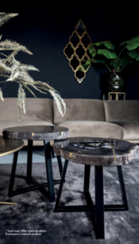 Tay Petrified wood black coffeetable metal low