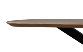 Ovale tafel - Naturel/zwart - Acacia/metaal 200x100x76