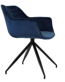 Eetkamerstoel 62x52x81 cm JAIMY velvet blauw+zwart