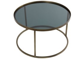 Salontafel S/2 Ø65x40+Ø75x44 cm TALEK glas smoke-ant. brons