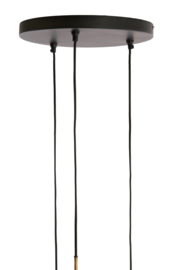 Hanglamp 3L Ø36x97 cm YAELLE antiek brons+mat zwart