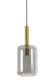 Hanglamp Ø22x52 cm LEKAR antiek brons+smoke glas