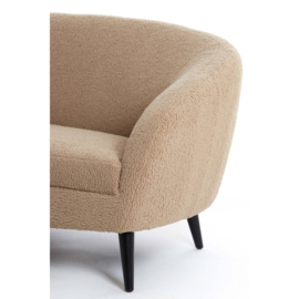 Bank 160x72x79 cm ALMOND teddy zand+hout zwart