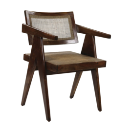 ROSALIA - stoel met armleuning - mango hout / rotan - L 53 x W 51 x H 80 cm - bruin