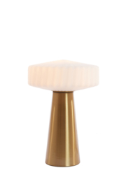 Tafellamp Ø30x45 cm PLEAT glas mat wit+goud