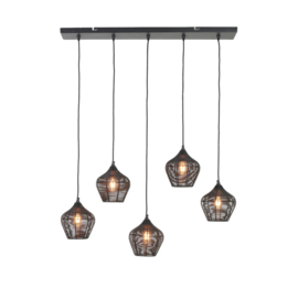 Hanglamp 5L 100x20x122 cm ALVARO mat zwart