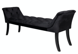 Nora Velvet Black padded bed bench black wood legs