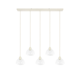Hanglamp 5L 104x19x14 cm BISHO glas helder+crème