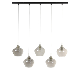 Hanglamp 5L 104x20x120 cm RAKEL antiek brons+smoke