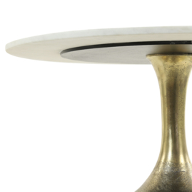 Salontafel Ø76x36 cm RICKERD wit marmer+antiek brons