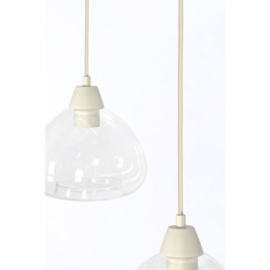 Hanglamp 5L 104x19x14 cm BISHO glas helder+crème