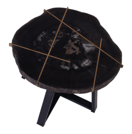 Tay Petrified wood black coffeetable metal high