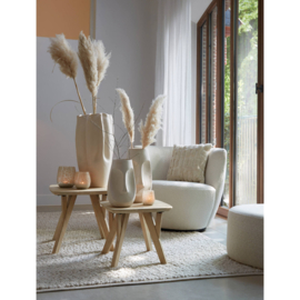 Fauteuil 89x85x74 cm SENJA bouclé wit+zwart draaivoet