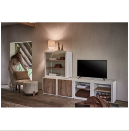 VERONA - rek 1 schap - kalkpleister / acacia hout - L 60 x W 50 x H 60 cm - gebroken wit
