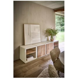VERONA - rek 1 schap - kalkpleister / acacia hout - L 60 x W 50 x H 60 cm - gebroken wit