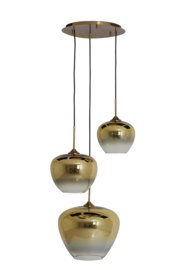 Hanglamp 3L Ø40x160 cm MAYSON glas goud-helder+goud