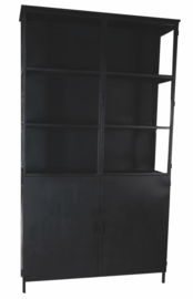 PTMD Elina Glass cabinet black iron frame 2 doors