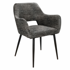 PTMD- Fallax Anthracite Ribbe Chair -Black Leg