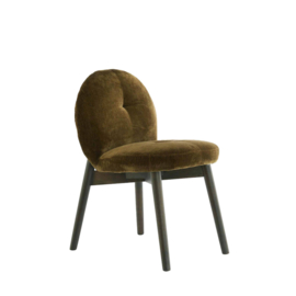 Eetkamerstoel 59x50x83 cm SINOSA velvet olijf grn+hout d brn