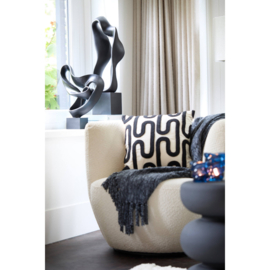 Fauteuil 89x85x74 cm SENJA bouclé wit+zwart draaivoet