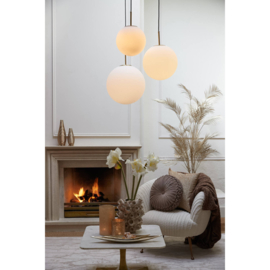 Hanglamp Ø40 cm MEDINA antiek brons+glas mat wit