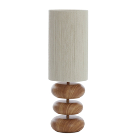 Tafellamp Ø22x67,5 cm DANIALO hout print naturel+touw crème