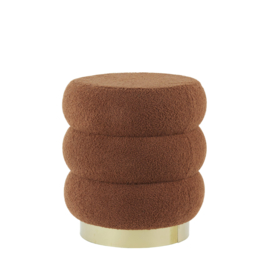 Poef Ø40x45 cm KIMI teddy terra+goud