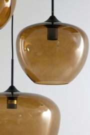Hanglamp 3L Ø40x160 cm MAYSON glas bruin-mat zwart