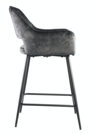 Fal LOW Velvet anthracite bar stool black metal leg