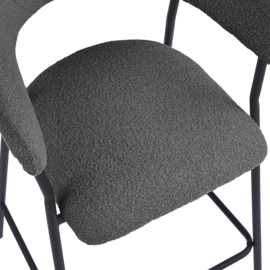 Barkruk Ava – Bouclé Antraciet (Set van 2)