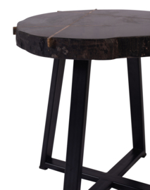 Tay Petrified wood black coffeetable metal high