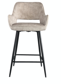 Fal LOW Velvet Khaki bar stool black metal leg