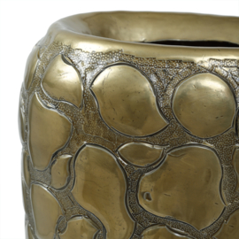 Axis Brass casted alu pot with stone pattern round-PTMD