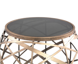 Tornado Gold iron coffeetable with glass top - Set van 2-