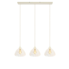 Hanglamp 3L 94x26x19 cm BISHO glas helder+crème