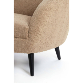 Bank 160x72x79 cm ALMOND teddy zand+hout zwart
