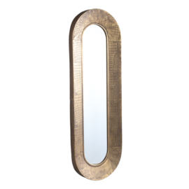 Darcio Gold thick iron croco print mirror oval - PTMD Collection