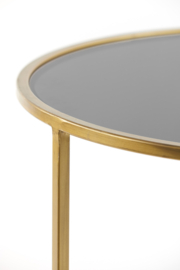 Salontafel S/2 Ø65x39+Ø75x44 cm DUARTE glas smoke-goud