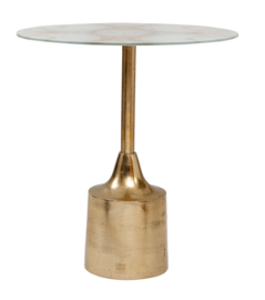 Lavina Gold alu sidetable white glass top small
