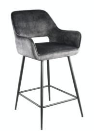 Fal LOW Velvet anthracite bar stool black metal leg