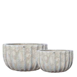 Javier Grey ceramic pot oval set of 2