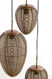 Hanglamp 3L Ø36x97 cm YAELLE antiek brons+mat zwart